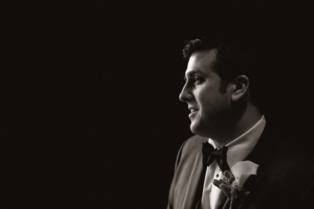 black and white groom portrait - custom by nicole photography