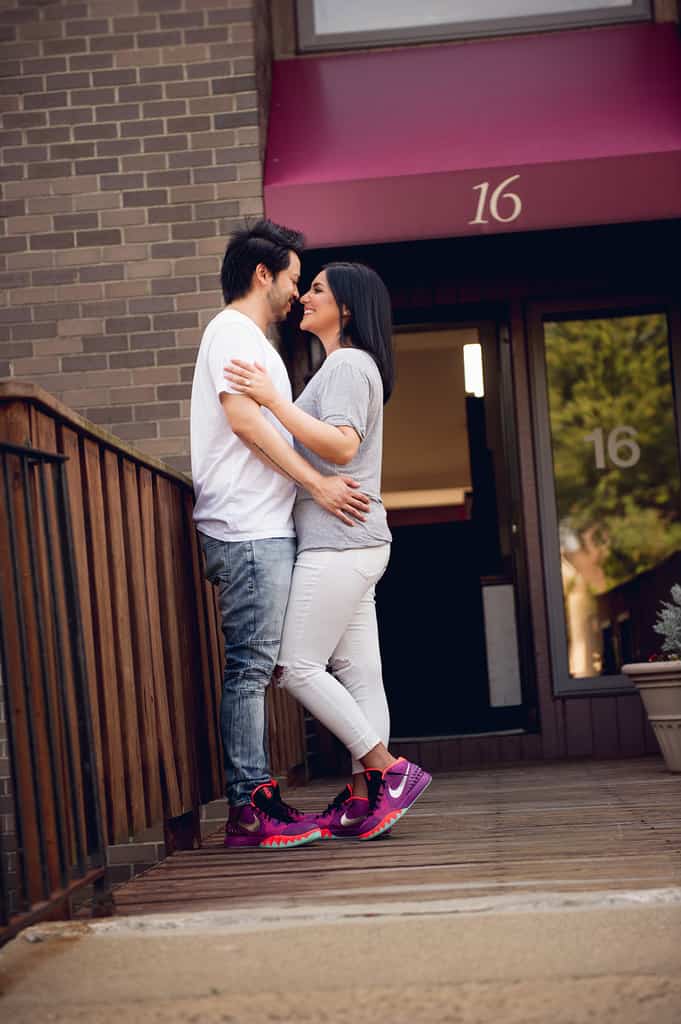 engagement session at couple's apartment