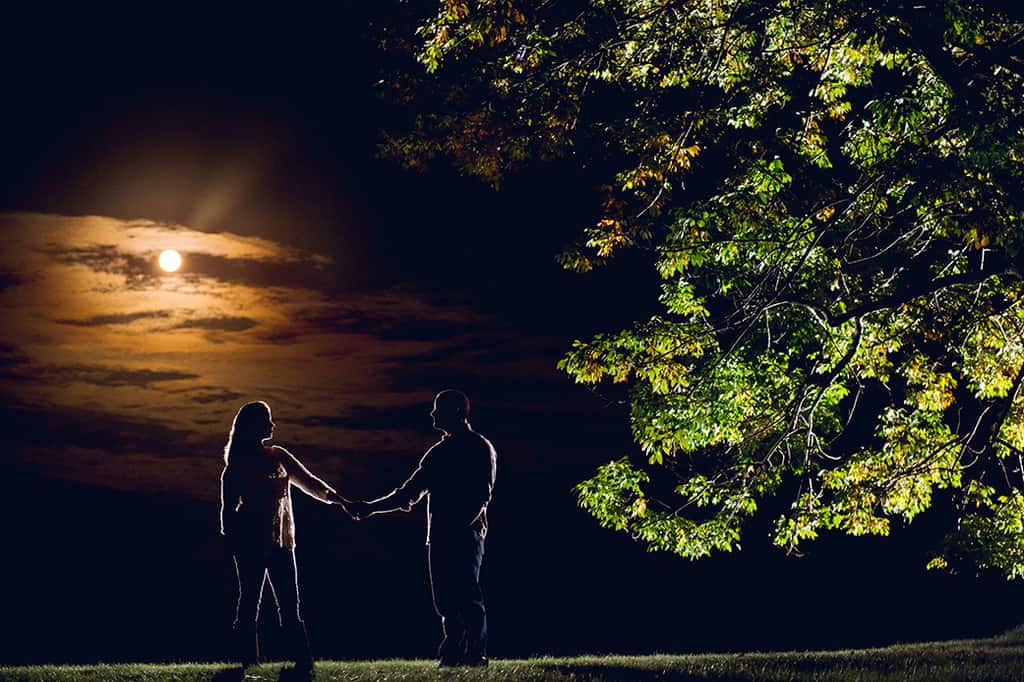 engagement shoot under the moon