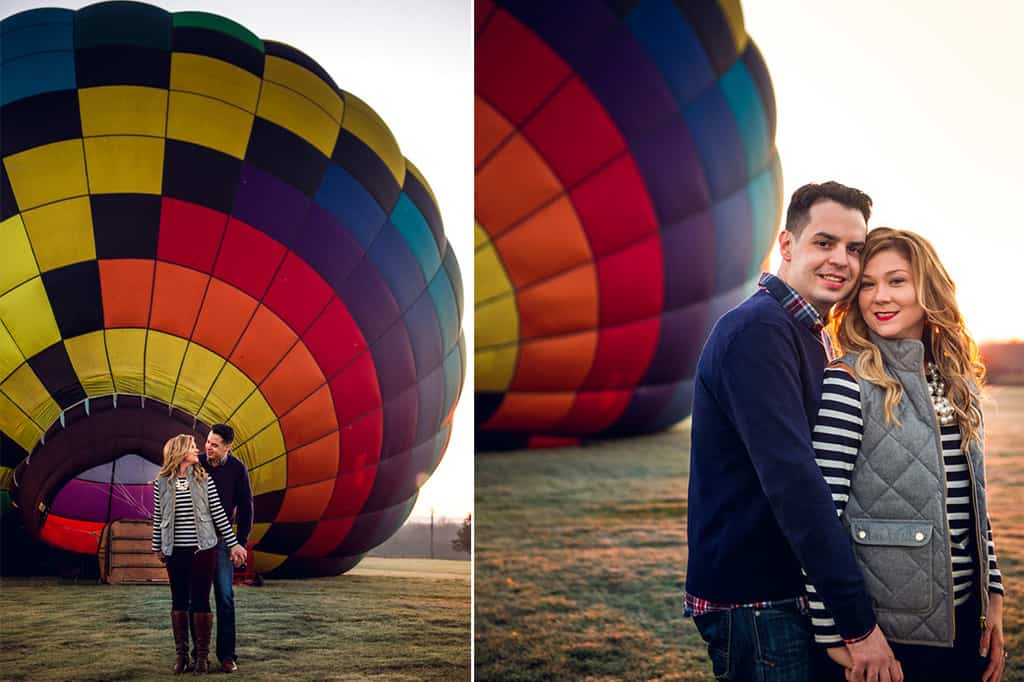couple with hot air balloon