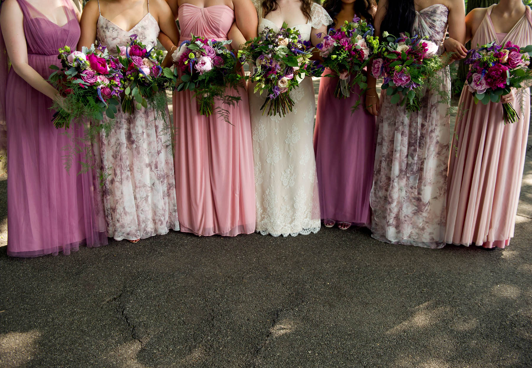 Jenny Yoo boho mismatched bridesmaids dresses at Fort Tryon Park Wedding