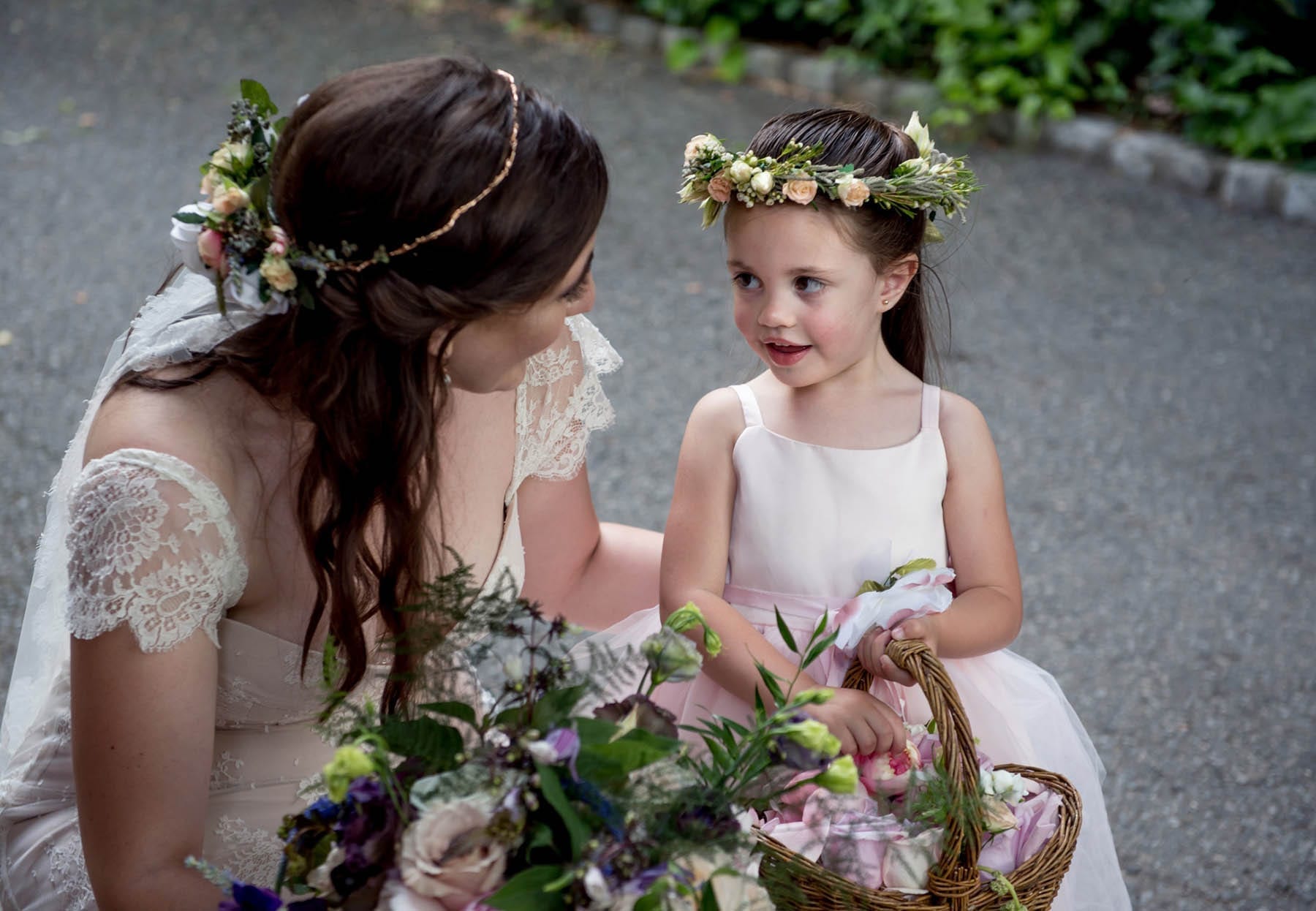 Boho flower girl with floral crown