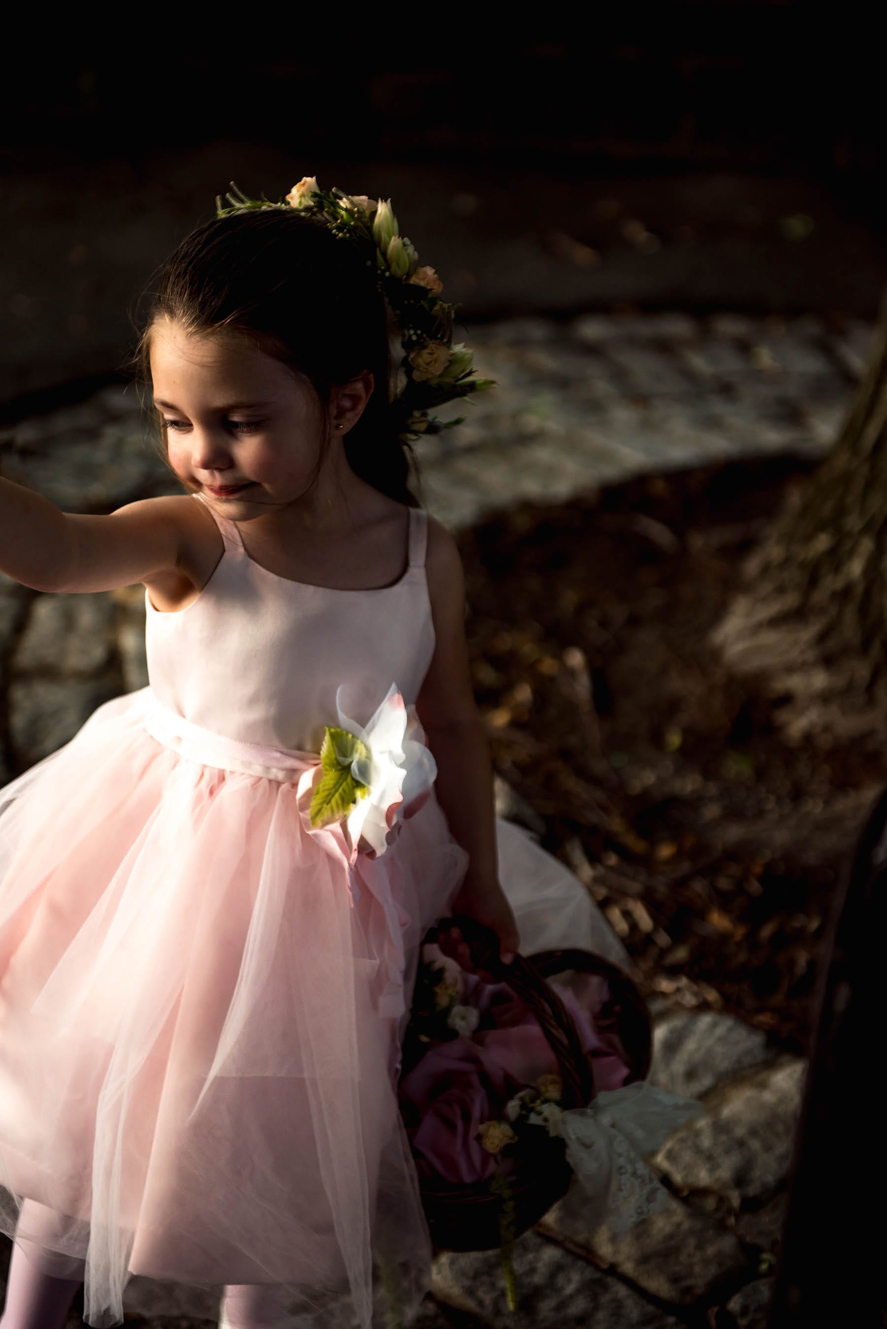 boho flower girl with floral crown