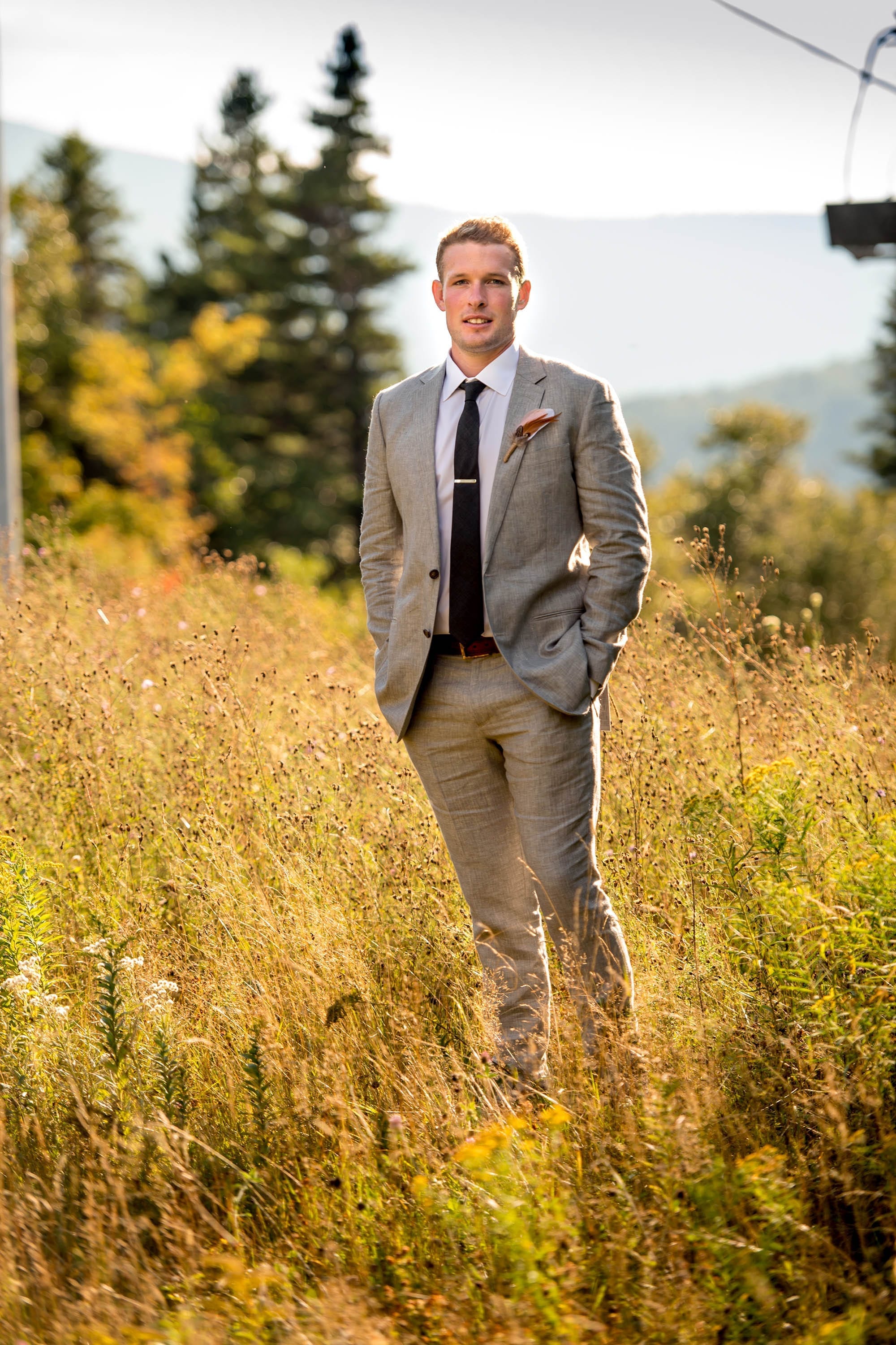 summit groom portraits at Hunter Mountain Boho Wedding in the Catskills