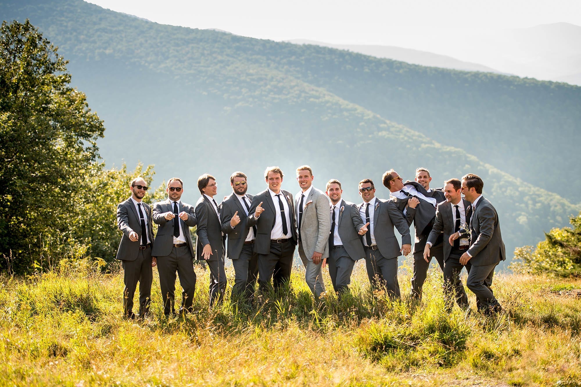 summit wedding party portraits at Hunter Mountain Boho Wedding in the Catskills
