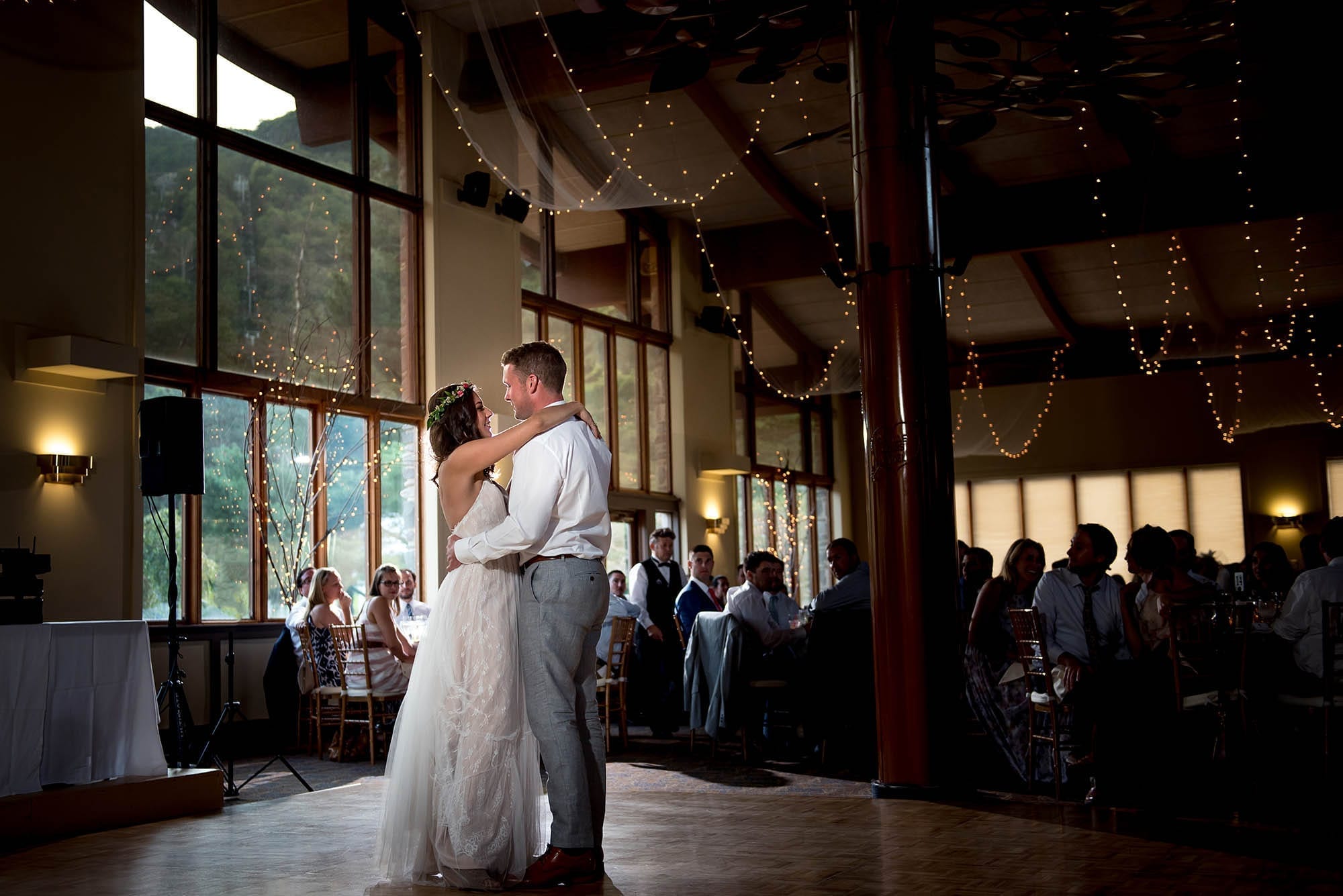 first dance Coppertree reception at Hunter Mountain Boho Wedding in the Catskills