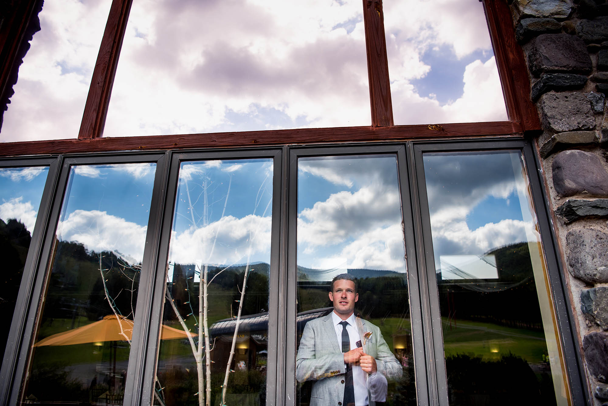 groom at Hunter Mountain Boho Wedding in the Catskills