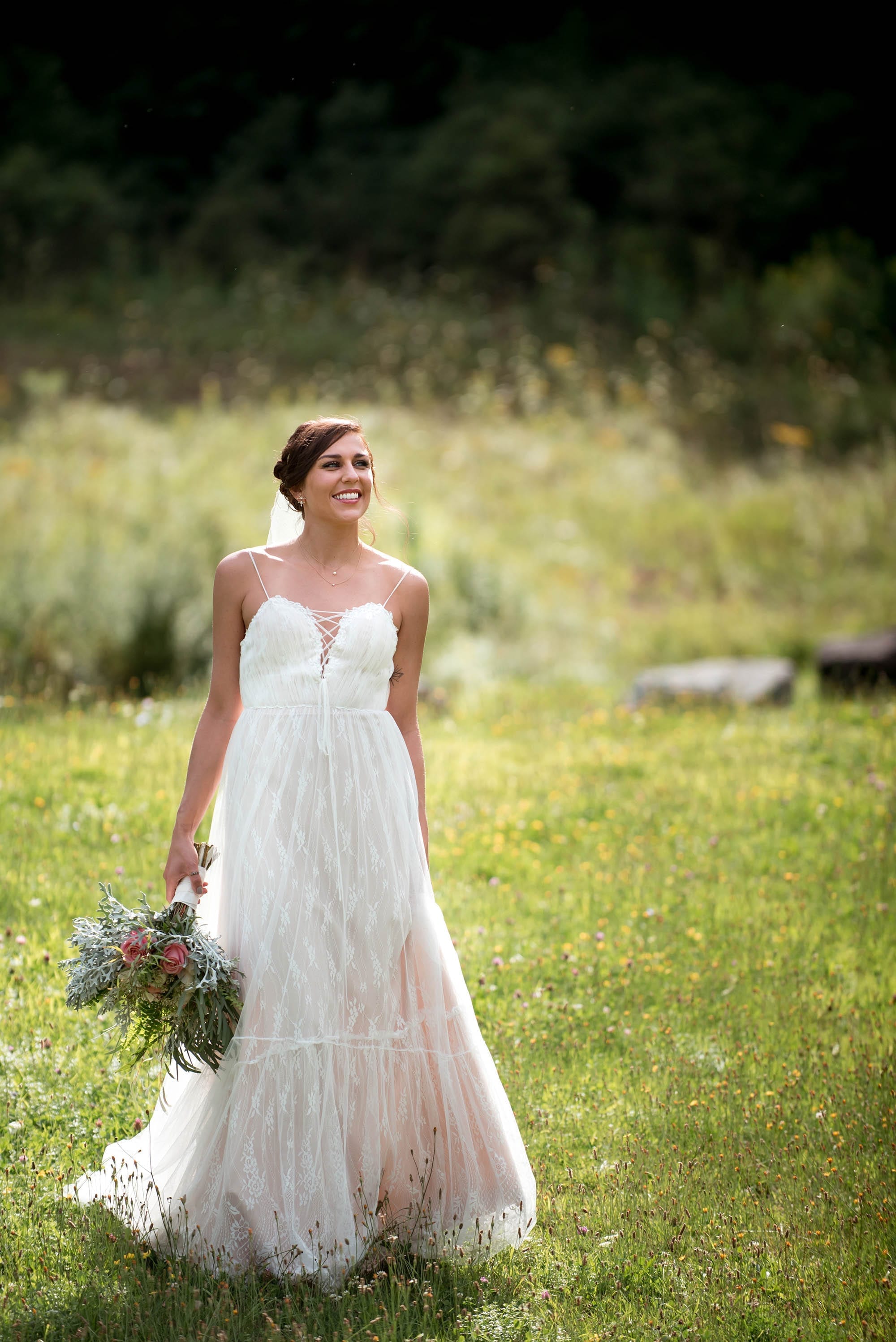 bhldn bride at Hunter Mountain Boho Wedding in the Catskills