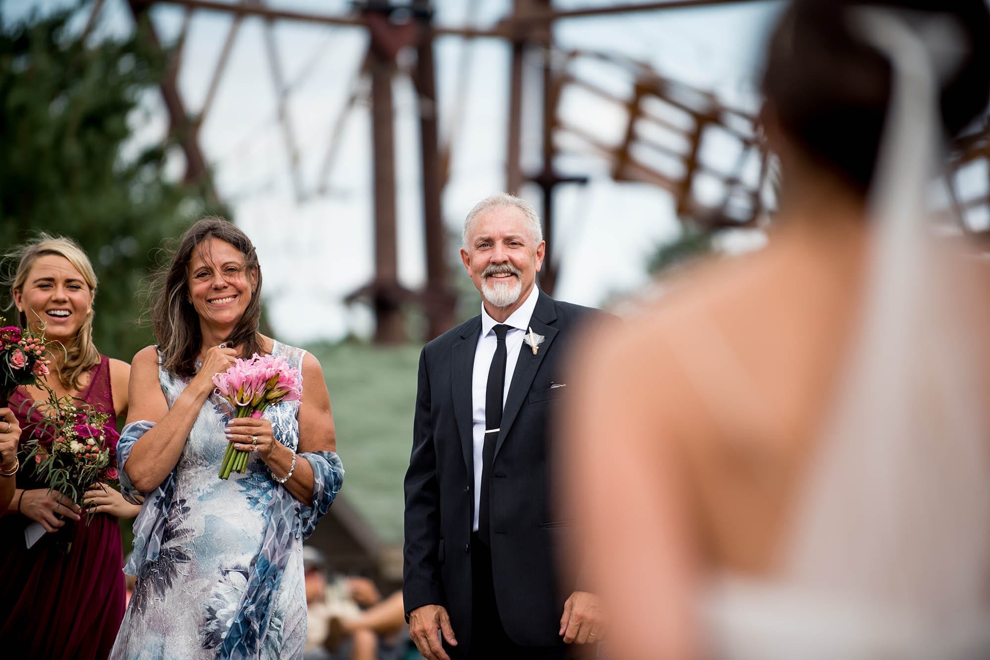 father daughter first look at Hunter Mountain Boho Wedding in the Catskills