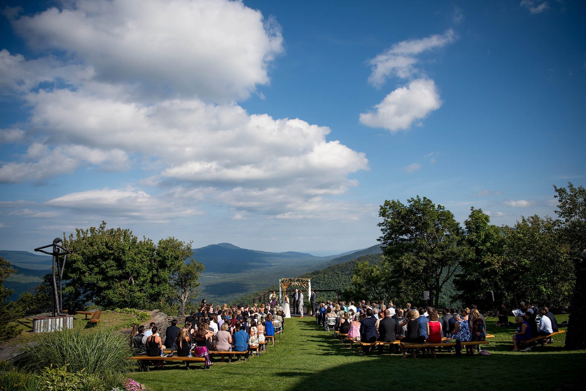 summit ceremony at Hunter Mountain Boho Wedding in the Catskills