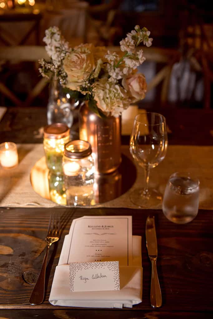 Romantic candlelit wedding reception at bedford post inn wedding