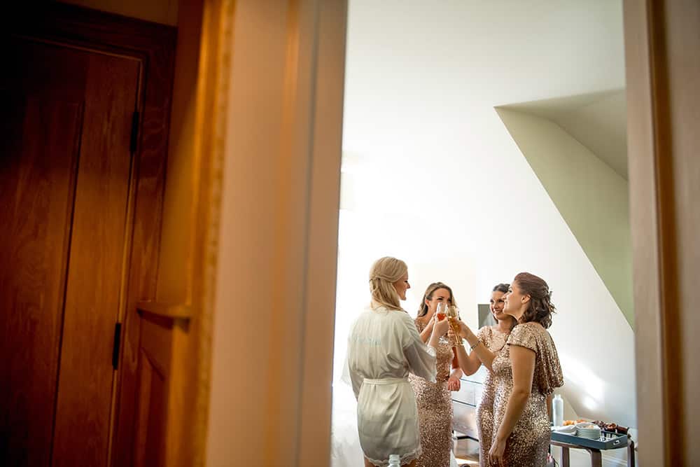 bride and bridesmaids getting ready at Bedford Post Inn