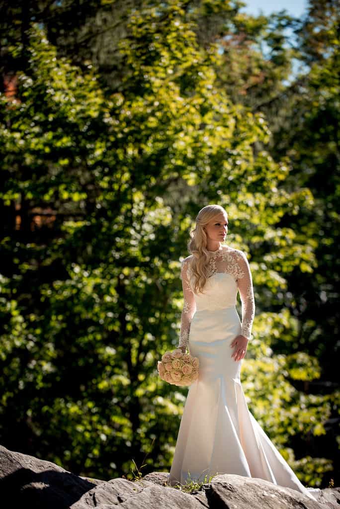 bride in romona keveza lace dress bedford post inn