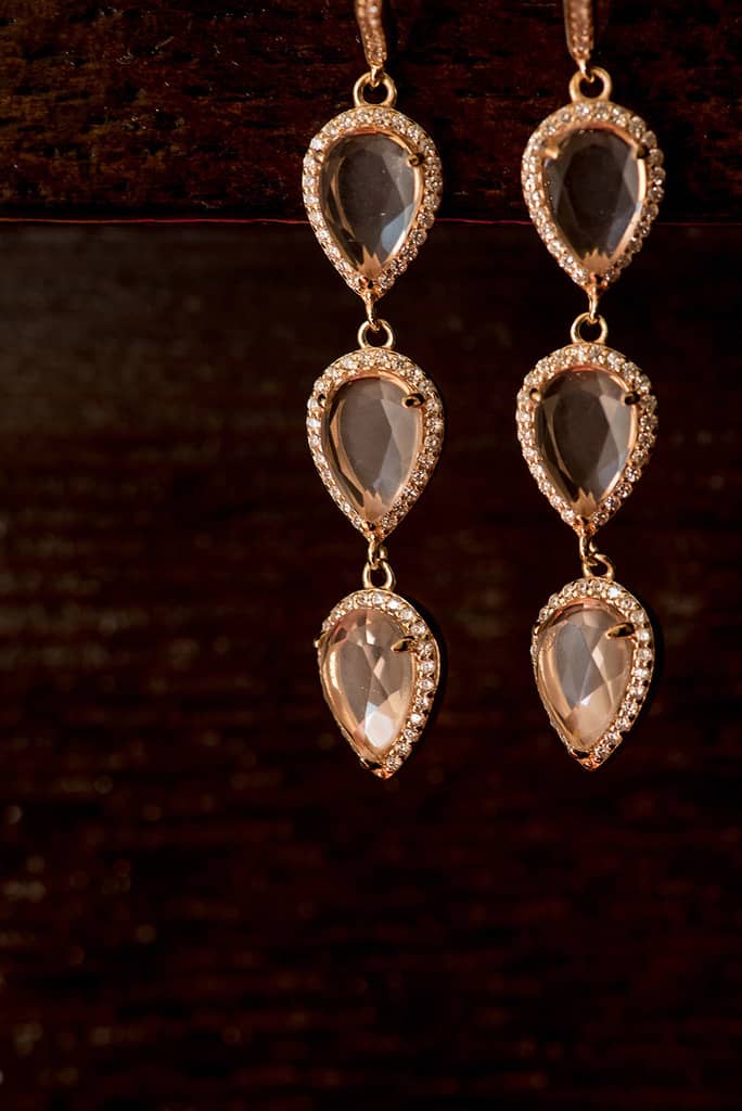 teardrop gemstone with pave diamonds bridal earings