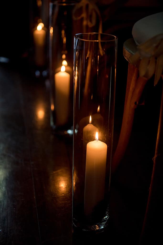 candlelit aisle at bedford post inn ceremony