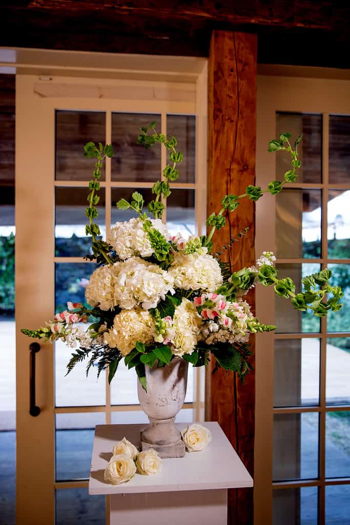 floral arrangement at bedford post inn ceremony