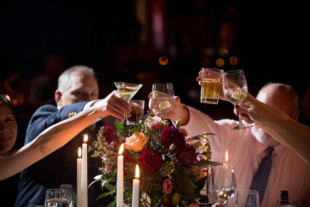 Toast at Romantic Candlelit New Year's Eve wedding at Helsinki Hudson