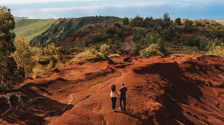 Red dirt falls in Waimea Canyon State Park Kauai - Hawaii Wedding Photographer