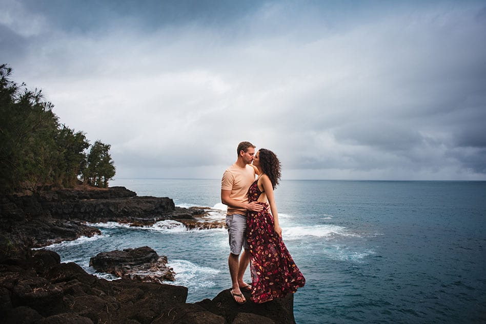 Wedding Photos on lava rock in Kauai Hawaii