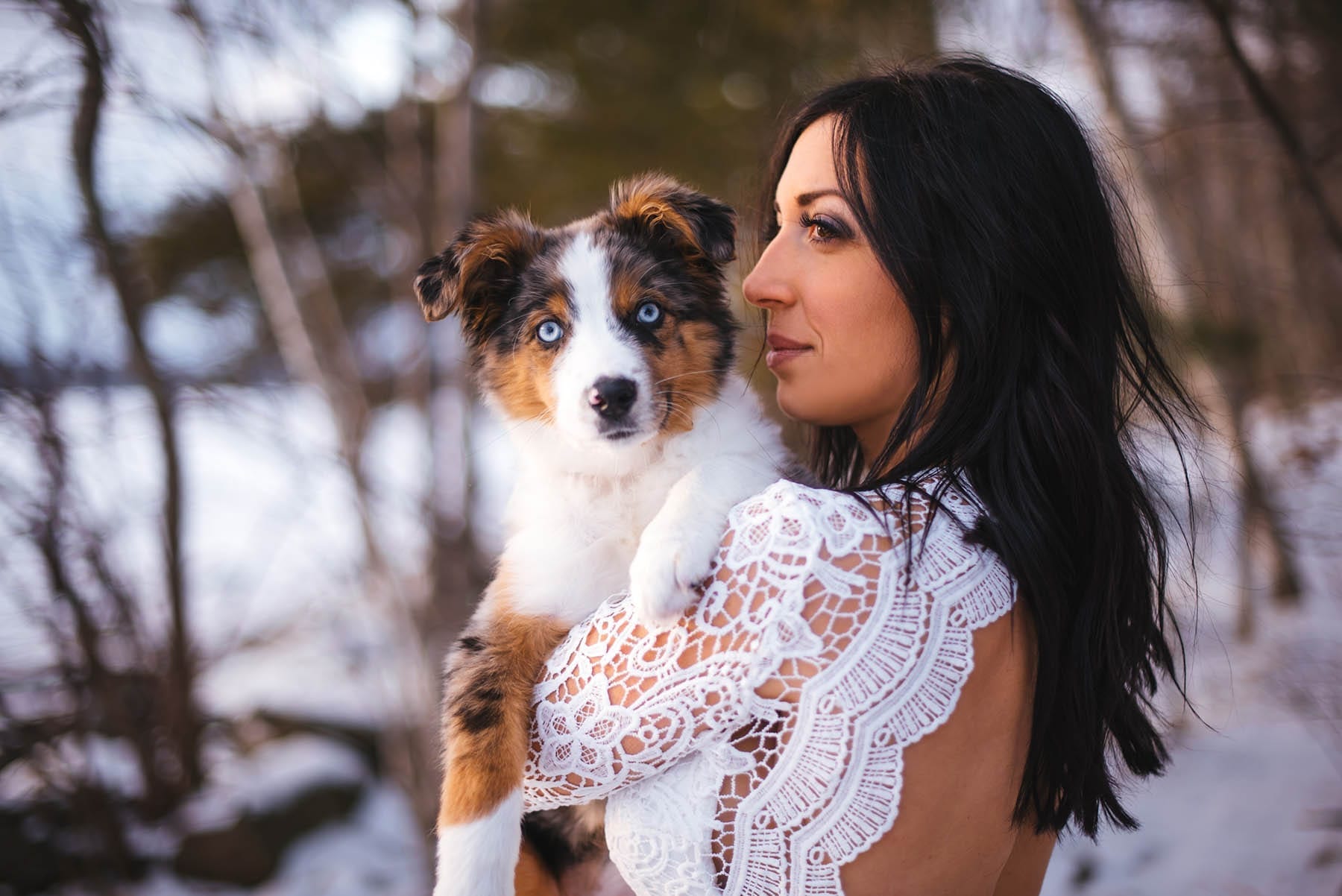 Poconos PA // Frozen Lake // Boho Adventure Elopement // Long sleeve lace dress by Lulus