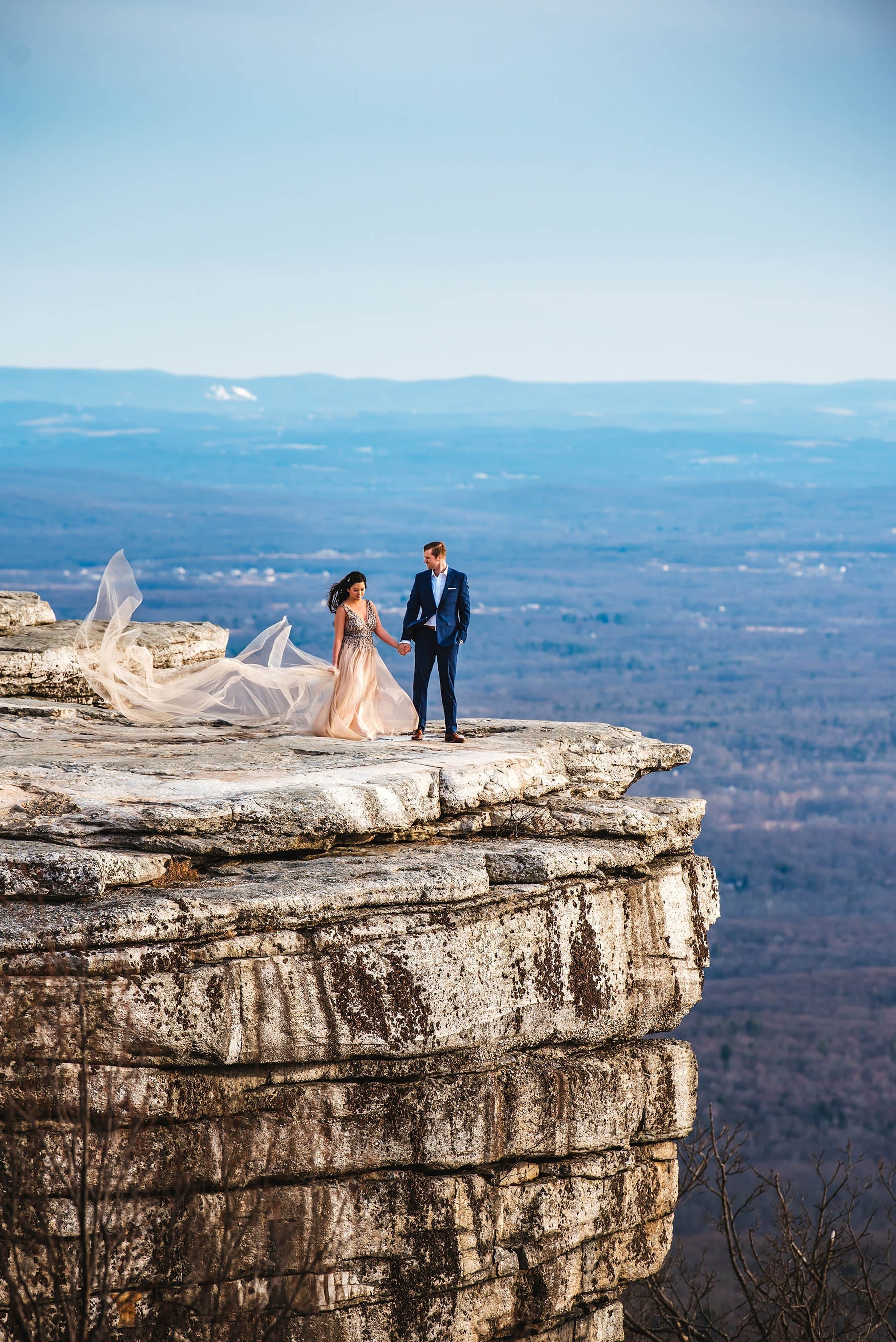 adventurous cliff elopement at Sam's Point Preserve Hudson Valley NY