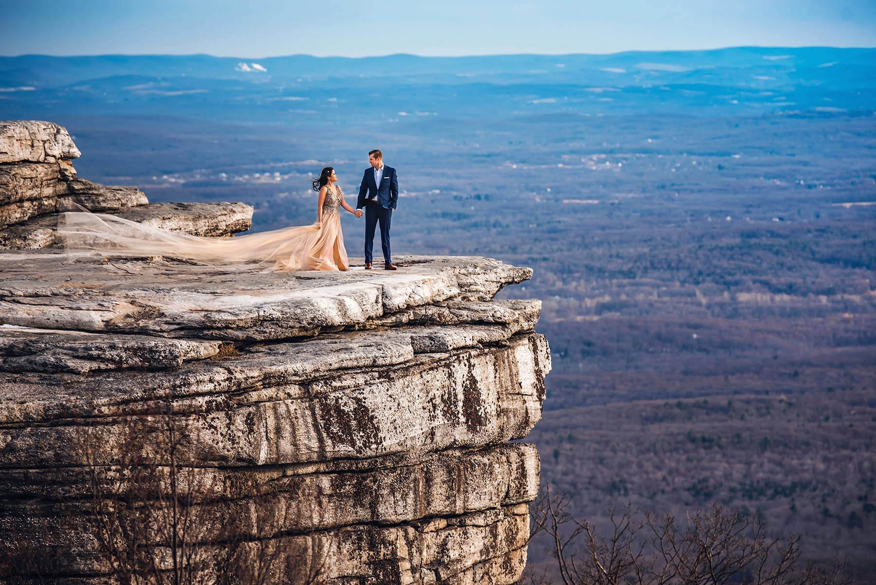 Romantic cliff elopement at Sam's Point Preserve Hudson Valley NY