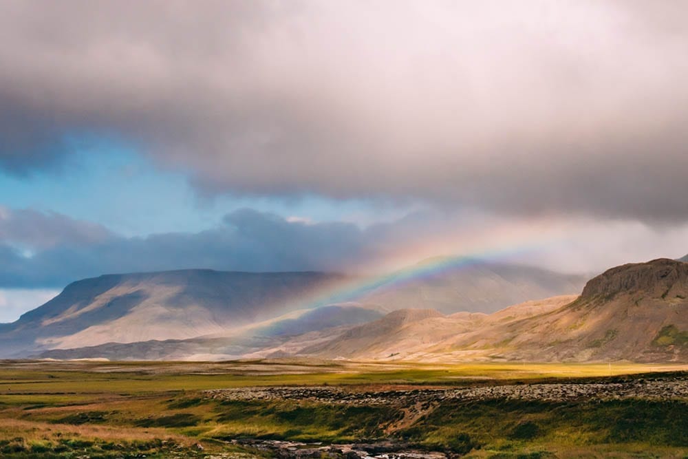 rainbow on ring road Iceland