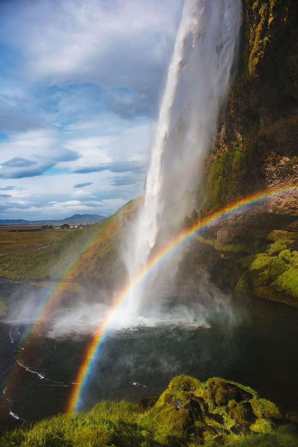 Seljalandsfoss Waterfall magical rainbow