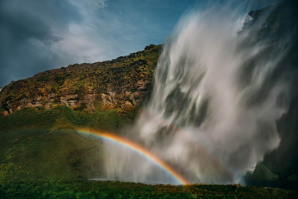 Rainbow at Seljalandsfoss Waterfall Iceland