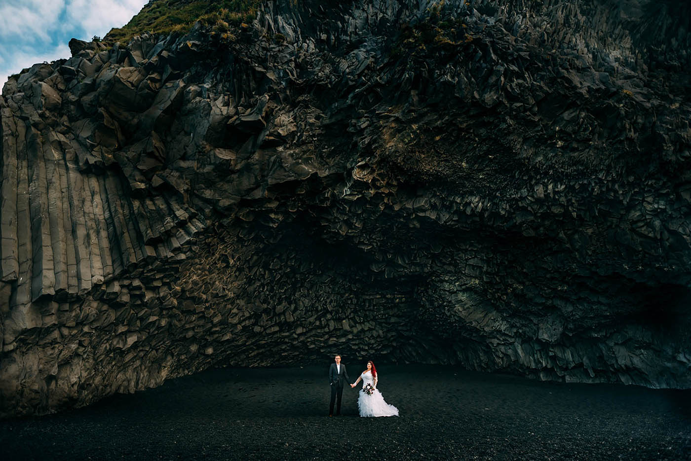 Wedding Photos at Reynisfjara Black Sand Beach in South Iceland