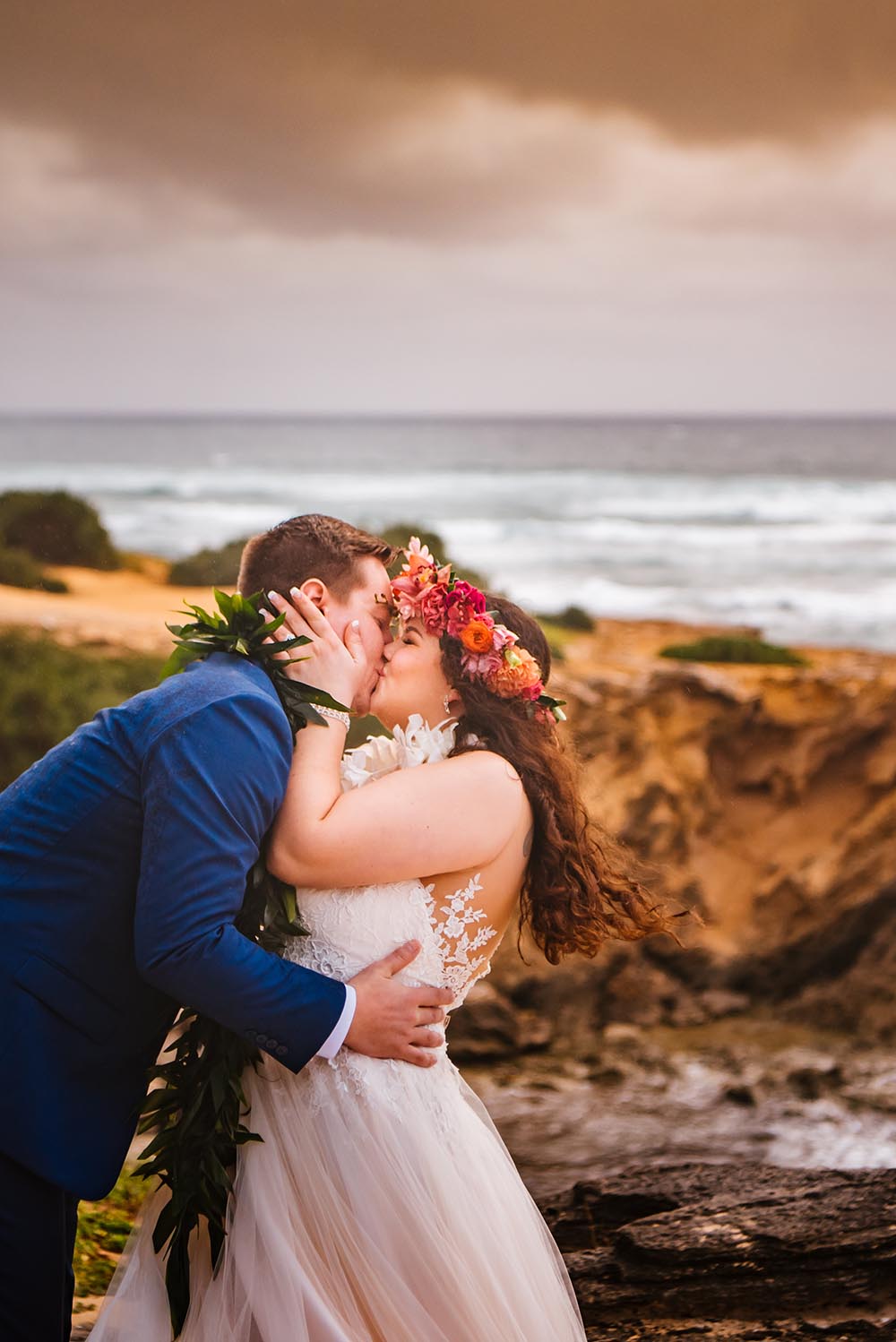 Kauai Hawaii wedding ceremony at shipwreck beach