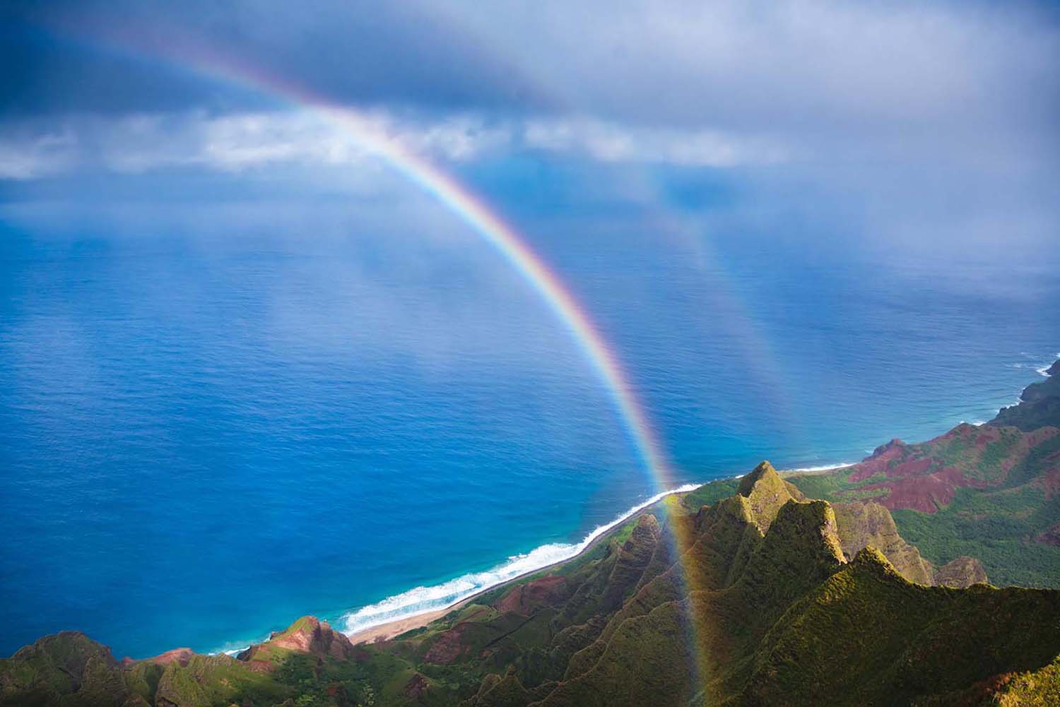 Double Rainbow on Napali Coast in Kauai 