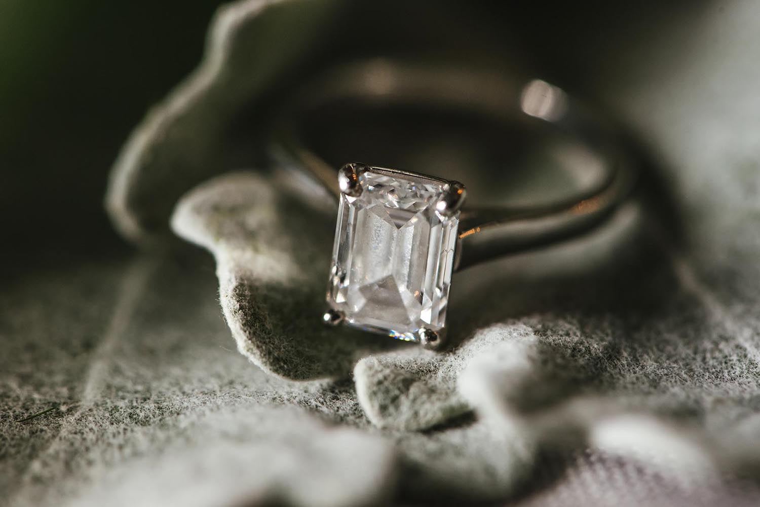 Emerald cut engagement ring