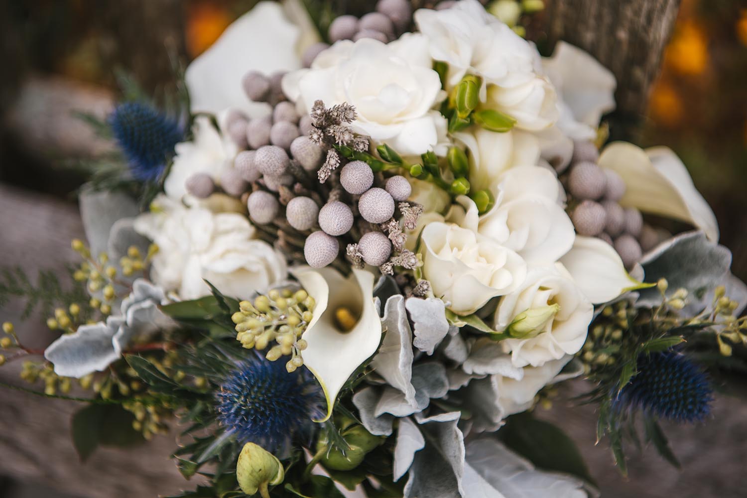 grey and navy bridal bouquet