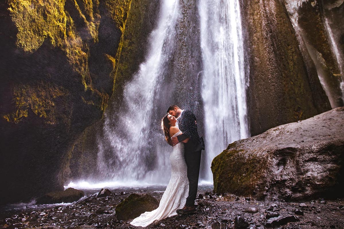 Gljúfrabúi waterfall wedding photos