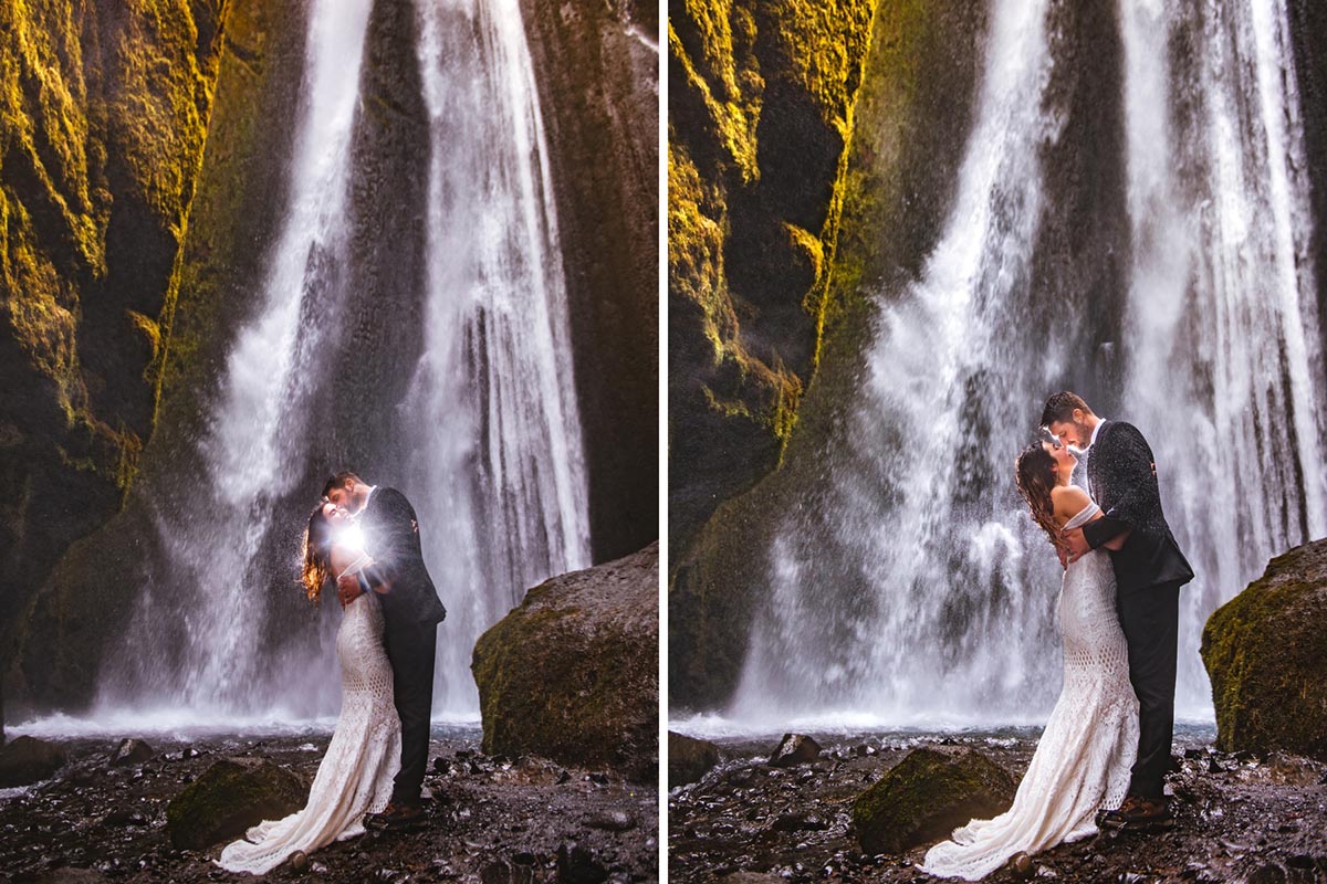 Gljúfrabúi waterfall elopement photos