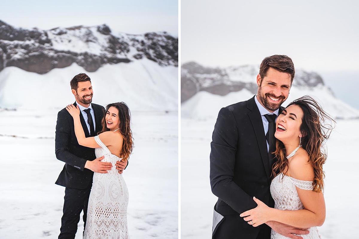 Seljalandsfoss winter wedding photos