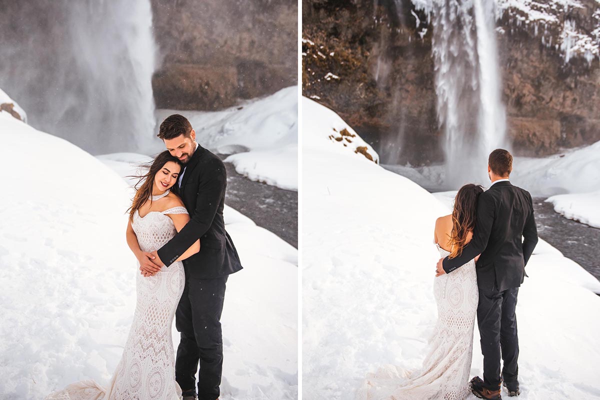 Seljalandsfoss winter elopement photos
