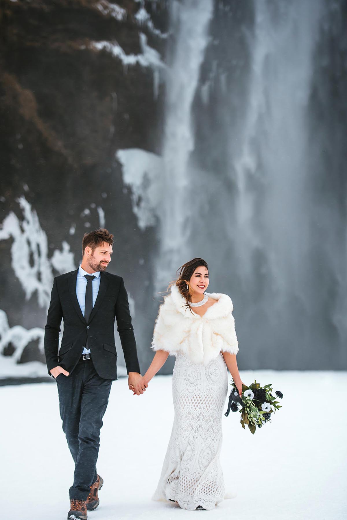 Skogafoss winter elopement 