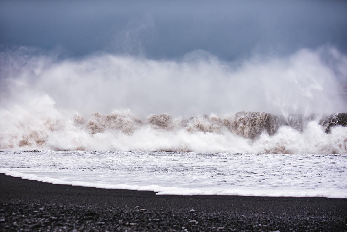 waves at Reynisfjara Black Sand Beach, Iceland