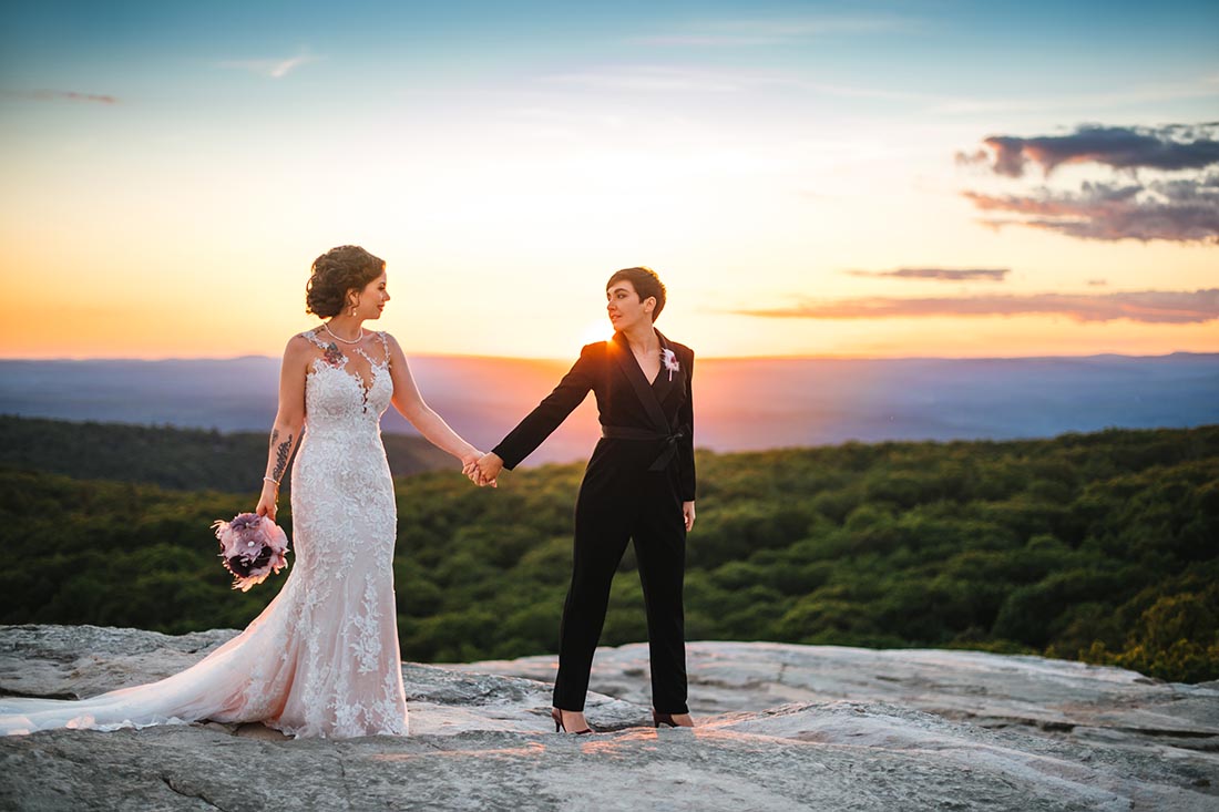 Sunset elopement in the mountains of upstate NY