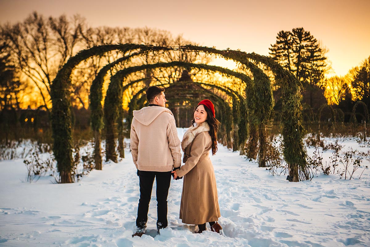 Romantic winter surprise proposal 