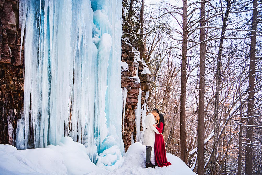 Frozen Waterfall adventure elopement 