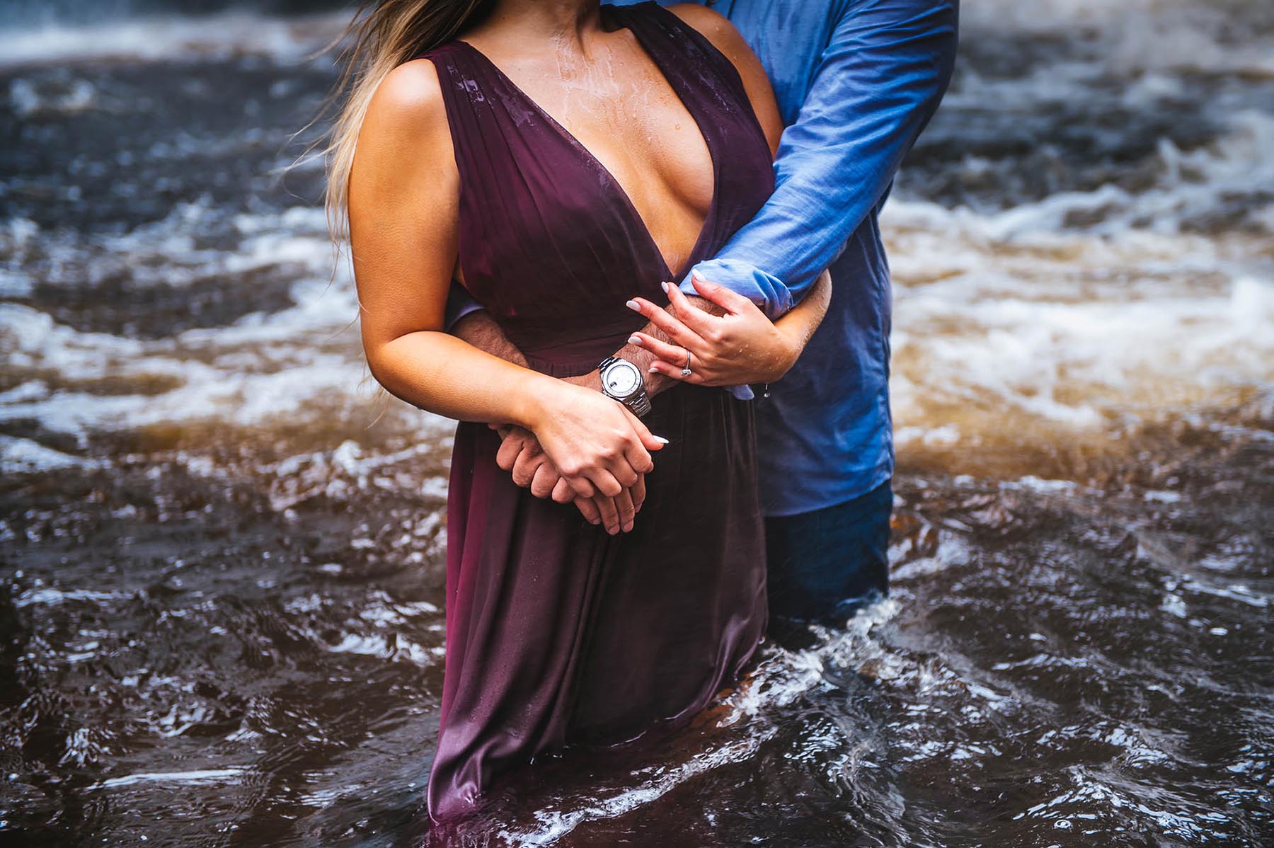 Romantic Poconos Waterfall Engagement